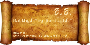 Batthyány Beriszló névjegykártya